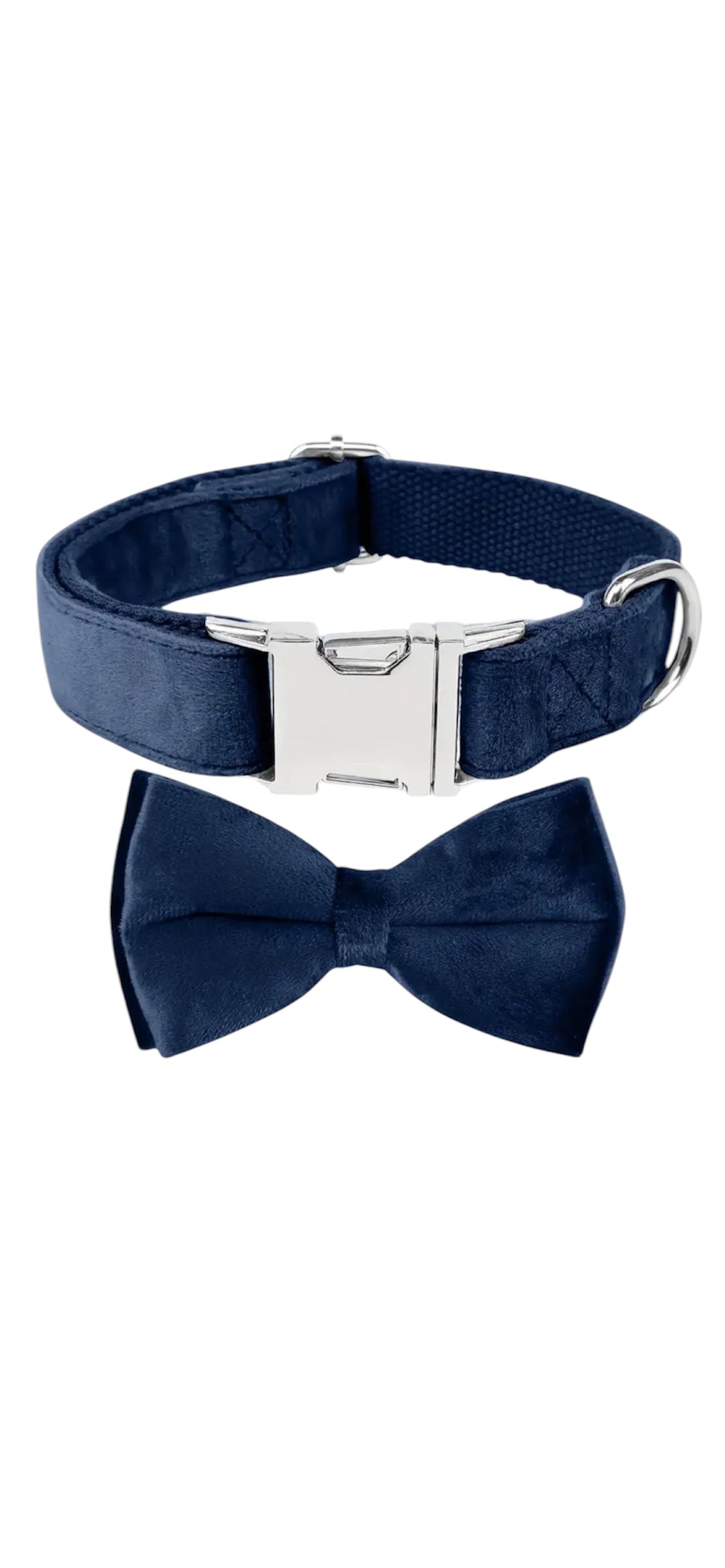 Velvet Collar & Bow Tie - Navy Blue