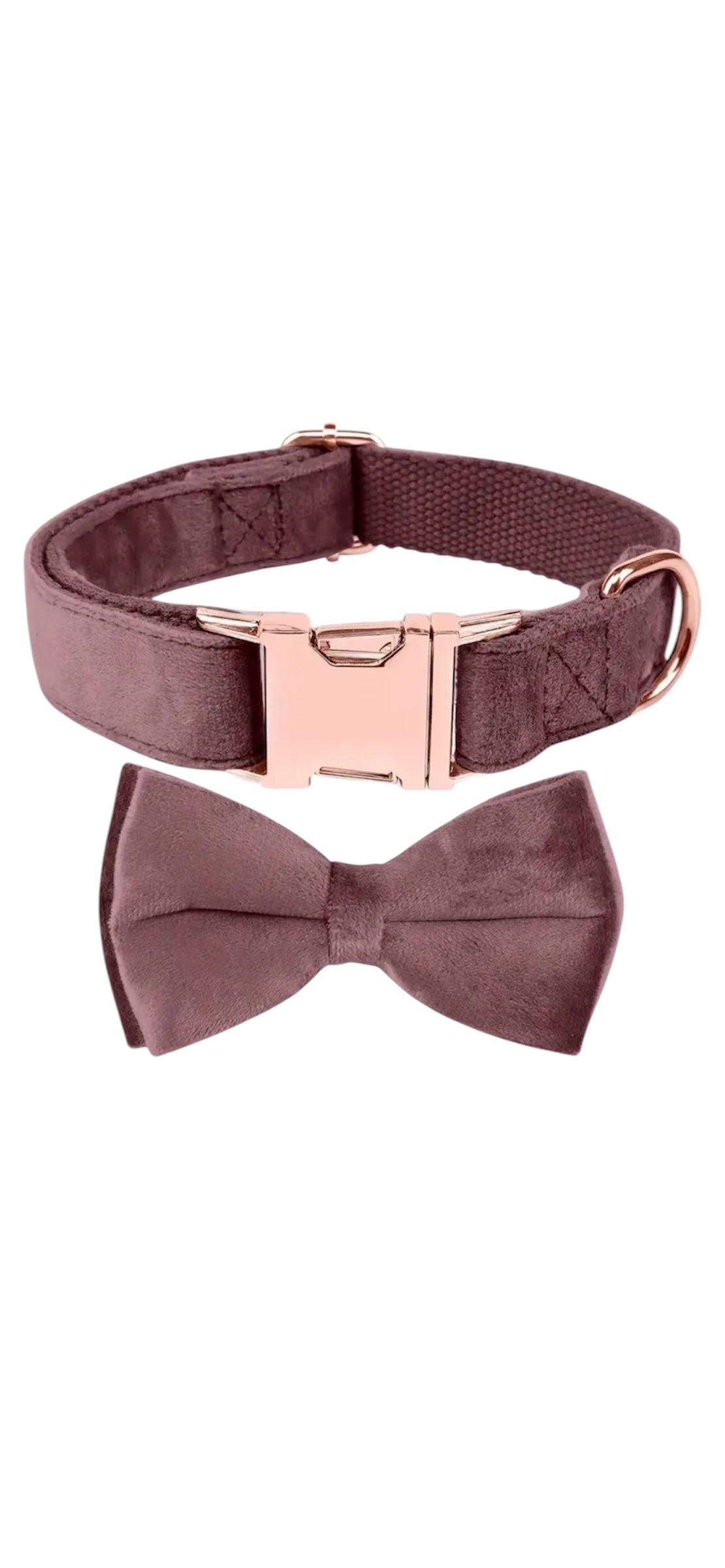 Velvet Collar & Bow Tie - Dusty Pink