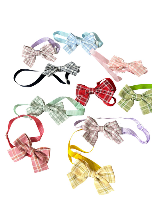 Plaid Dog Bow Tie